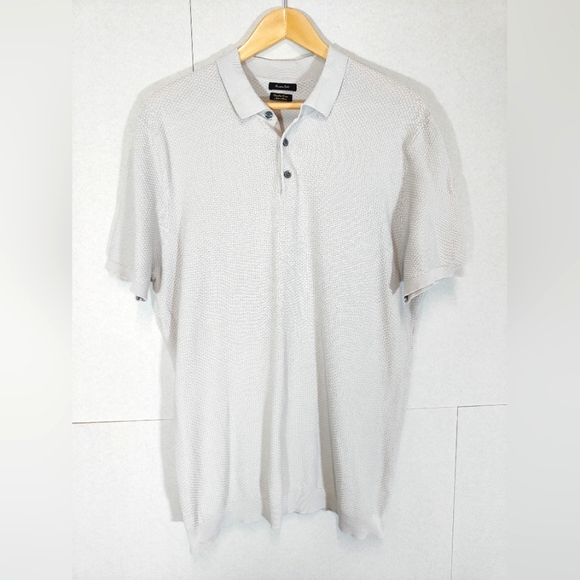 Massimo Dutti Other - Massimo Dutti Grey Waffle Knit Polo Shirt Size XL Extra Fine Cotton